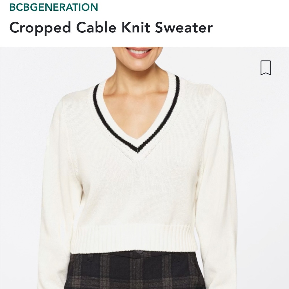 Cropped white knit sweater